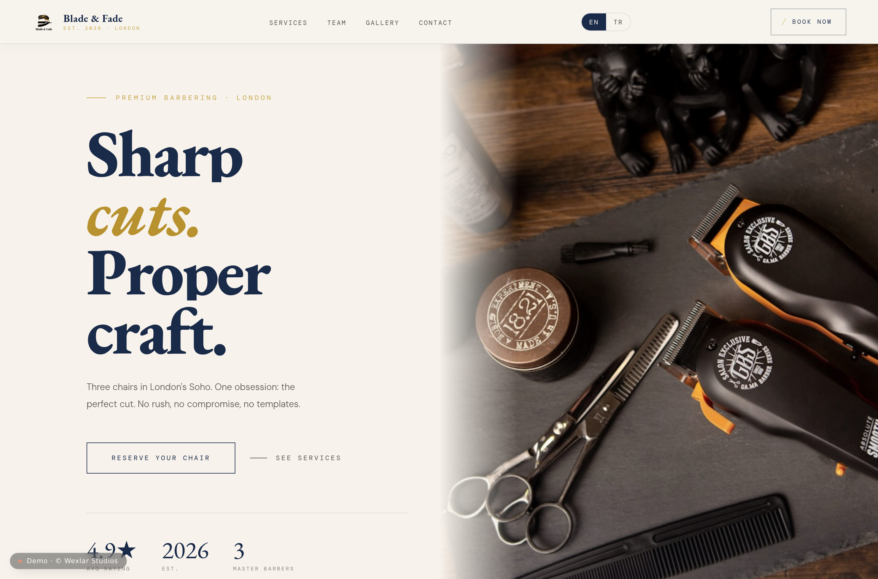Blade & Fade homepage